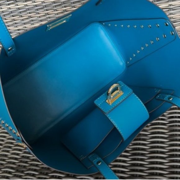 Michael Kors Manhattan Large Tote Leather Color Lagoon - Picture 8 of 16